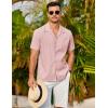 COOFANDY Mens 2025 Fashion Textured Shirts Short Sleeve Summer Beach Shirt Casual Button Down Shirts(Pink)