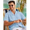 COOFANDY Mens 2025 Fashion Textured Shirts Short Sleeve Summer Beach Shirt Casual Button Down Shirts(Sky Blue)