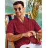 COOFANDY Mens 2025 Fashion Textured Shirts Short Sleeve Summer Beach Shirt Casual Button Down Shirts(Wine Red)