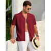COOFANDY Mens 2025 Fashion Textured Shirts Short Sleeve Summer Beach Shirt Casual Button Down Shirts(Wine Red)