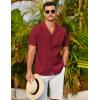 COOFANDY Mens 2025 Fashion Textured Shirts Short Sleeve Summer Beach Shirt Casual Button Down Shirts(Wine Red)