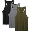 COOFANDY Men’s 3 Pack Tank Tops Cotton Performance Sleeveless Casual Classic T Shirts(Black/Dark Grey/Army Green)