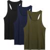 COOFANDY Men’s 3 Pack Tank Tops Cotton Performance Sleeveless Casual Classic T Shirts(Black/Nave Blue/Army Green)