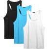 COOFANDY Men’s 3 Pack Tank Tops Cotton Performance Sleeveless Casual Classic T Shirts(Black/White/Blue)