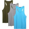 COOFANDY Men’s 3 Pack Tank Tops Cotton Performance Sleeveless Casual Classic T Shirts(Blue/Army Green/Gray)