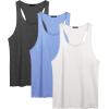 COOFANDY Men’s 3 Pack Tank Tops Cotton Performance Sleeveless Casual Classic T Shirts(Light Blue/White/Dark Gray)