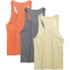 COOFANDY Men’s 3 Pack Tank Tops Cotton Performance Sleeveless Casual Classic T Shirts(Orange/Khaki/Dark Gray)