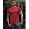 COOFANDY Men’s 3 Pack Workout T Shirts Short Sleeve Gym Bodybuilding Muscle Shirt Base Layer Fitness Tee Tops(Red/Olive Green/Black)
