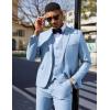 COOFANDY Men’s 3 Pieces Suit Classic One Button Single Breasted Slim Fit Blazer Jacket Vest Pants Set Wedding Busines(Light Blue)