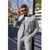 COOFANDY Men’s 3 Pieces Suit Classic One Button Single Breasted Slim Fit Blazer Jacket Vest Pants Set Wedding Busines(Light Heather Grey)