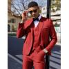 COOFANDY Men’s 3 Pieces Suit Classic One Button Single Breasted Slim Fit Blazer Jacket Vest Pants Set Wedding Busines(Red)
