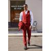 COOFANDY Men’s 3 Pieces Suit Classic One Button Single Breasted Slim Fit Blazer Jacket Vest Pants Set Wedding Busines(Red)