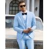 COOFANDY Men’s 3 Pieces Suit Slim Fit Tuxedo Set One Button Shawl Lapel Dinner Prom Jacket Vest Pants with Tie(Sky Blue)