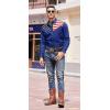 COOFANDY Men’s American Flag Button Down Shirt Western Cowboy Casual Long Sleeve Patriotic Shirts(Blue)