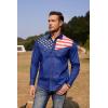 COOFANDY Men’s American Flag Button Down Shirt Western Cowboy Casual Long Sleeve Patriotic Shirts(Blue)
