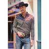 COOFANDY Men’s American Flag Button Down Shirt Western Cowboy Casual Long Sleeve Patriotic Shirts(Grey)