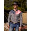 COOFANDY Men’s American Flag Button Down Shirt Western Cowboy Casual Long Sleeve Patriotic Shirts(Grey)