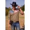 COOFANDY Men’s American Flag Button Down Shirt Western Cowboy Casual Long Sleeve Patriotic Shirts(Light Tan)
