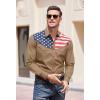 COOFANDY Men’s American Flag Button Down Shirt Western Cowboy Casual Long Sleeve Patriotic Shirts(Light Tan)