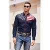 COOFANDY Men’s American Flag Button Down Shirt Western Cowboy Casual Long Sleeve Patriotic Shirts(Navy Blue)