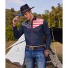 COOFANDY Men’s American Flag Button Down Shirt Western Cowboy Casual Long Sleeve Patriotic Shirts(Navy Blue)