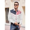 COOFANDY Men’s American Flag Button Down Shirt Western Cowboy Casual Long Sleeve Patriotic Shirts(White)
