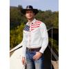COOFANDY Men’s American Flag Button Down Shirt Western Cowboy Casual Long Sleeve Patriotic Shirts(White)