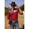 COOFANDY Men’s American Flag Button Down Shirt Western Cowboy Casual Long Sleeve Patriotic Shirts(White Flag Red)