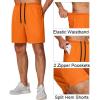 COOFANDY Mens Athletic Running Shorts 7” Gym Workout Shorts Lightweight Drawstring Training Shorts with Zipper Pockets(Royal Blue/Orange)