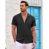 COOFANDY Mens Beach Shirt Short Sleeve Button Down Shirts Casual Cuban Collared Summer Vacation Tropical Shirts(Black)