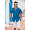 COOFANDY Mens Beach Shirt Short Sleeve Button Down Shirts Casual Cuban Collared Summer Vacation Tropical Shirts(Blue)