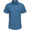 COOFANDY Mens Beach Shirt Short Sleeve Button Down Shirts Casual Cuban Collared Summer Vacation Tropical Shirts(Dark Blue)