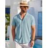 COOFANDY Mens Beach Shirt Short Sleeve Button Down Shirts Casual Cuban Collared Summer Vacation Tropical Shirts(Light Blue)