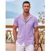 COOFANDY Mens Beach Shirt Short Sleeve Button Down Shirts Casual Cuban Collared Summer Vacation Tropical Shirts(Light Purple)