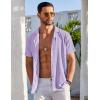 COOFANDY Mens Beach Shirt Short Sleeve Button Down Shirts Casual Cuban Collared Summer Vacation Tropical Shirts(Light Purple)