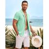 COOFANDY Mens Beach Shirt Short Sleeve Button Down Shirts Casual Cuban Collared Summer Vacation Tropical Shirts(Mint Green)