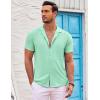 COOFANDY Mens Beach Shirt Short Sleeve Button Down Shirts Casual Cuban Collared Summer Vacation Tropical Shirts(Mint Green)