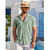COOFANDY Mens Beach Shirt Short Sleeve Button Down Shirts Casual Cuban Collared Summer Vacation Tropical Shirts(Moss Green)