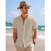 COOFANDY Mens Beach Shirt Short Sleeve Button Down Shirts Casual Cuban Collared Summer Vacation Tropical Shirts(Oyster Gray)