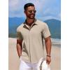 COOFANDY Mens Beach Shirt Short Sleeve Button Down Shirts Casual Cuban Collared Summer Vacation Tropical Shirts(Oyster Gray)
