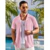 COOFANDY Mens Beach Shirt Short Sleeve Button Down Shirts Casual Cuban Collared Summer Vacation Tropical Shirts(Pattern 2-pink)