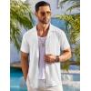 COOFANDY Mens Beach Shirt Short Sleeve Button Down Shirts Casual Cuban Collared Summer Vacation Tropical Shirts(Pattern 2-white)