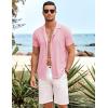 COOFANDY Mens Beach Shirt Short Sleeve Button Down Shirts Casual Cuban Collared Summer Vacation Tropical Shirts(Pink)