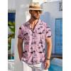 COOFANDY Mens Beach Shirt Short Sleeve Button Down Shirts Casual Cuban Collared Summer Vacation Tropical Shirts(Pink-coco)