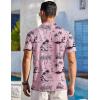 COOFANDY Mens Beach Shirt Short Sleeve Button Down Shirts Casual Cuban Collared Summer Vacation Tropical Shirts(Pink-coco)