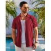 COOFANDY Mens Beach Shirt Short Sleeve Button Down Shirts Casual Cuban Collared Summer Vacation Tropical Shirts(Wine Red)