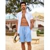 COOFANDY Men’s Beach Shorts 9″ Elastic Waist Drawstring Shorts Lightweight Regular Fit Casual Summer Shorts(Light Blue)