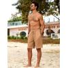 COOFANDY Men’s Beach Shorts 9″ Elastic Waist Drawstring Shorts Lightweight Regular Fit Casual Summer Shorts(Light Brown)