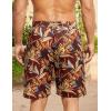 COOFANDY Men’s Beach Shorts 9″ Elastic Waist Drawstring Shorts Lightweight Regular Fit Casual Summer Shorts(Wine Red&golden Tropical Print)