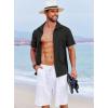 COOFANDY Men’s Beach Summer Shirts Linen Texture Shirts Short Sleeve Casual Button Down Shirt(Black)